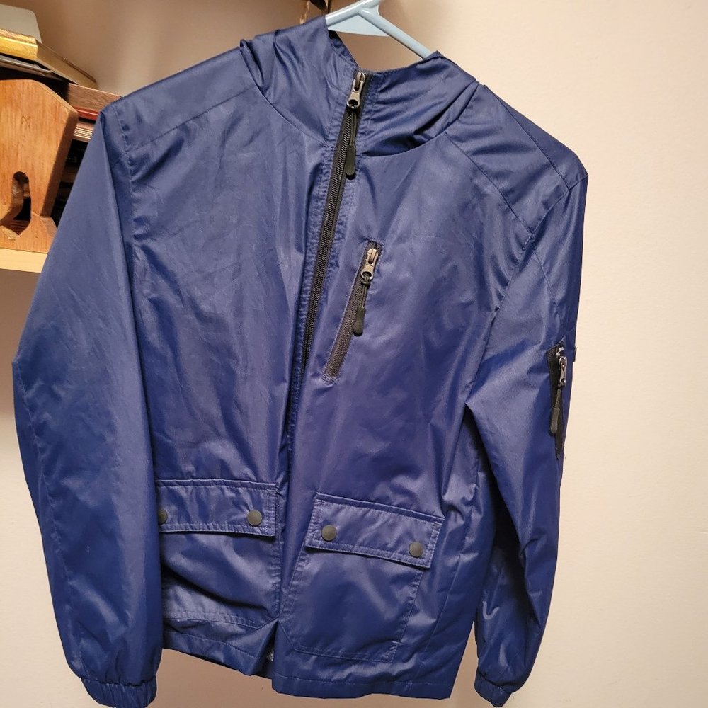 blue windbreaker